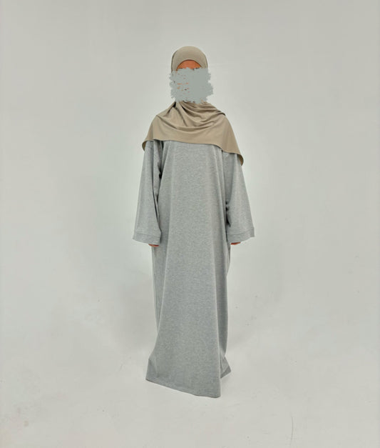 Oversized Cotton Abaya - Grey