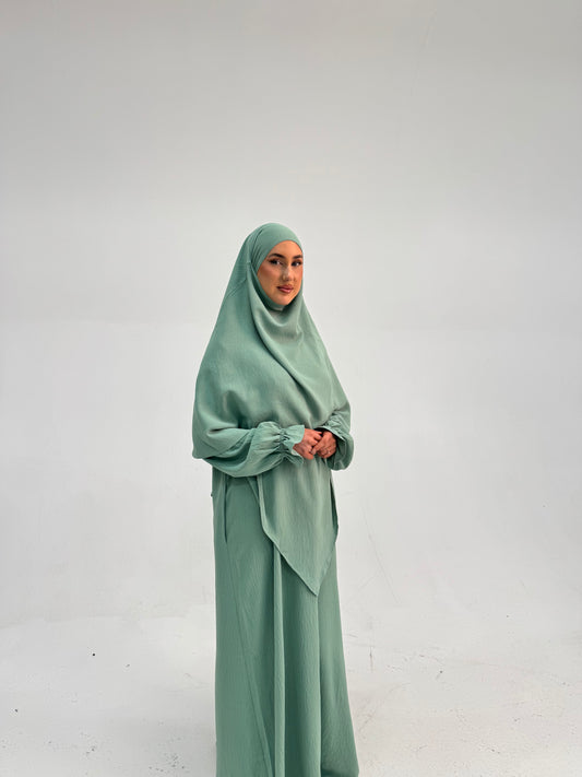 Khimar & Abaya Set - Aqua