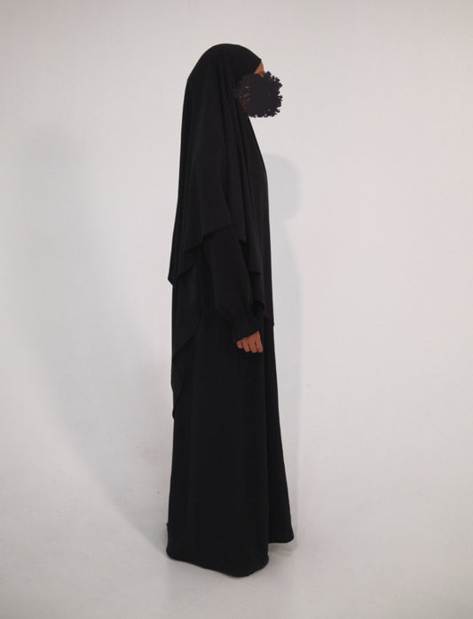 Premium Jersey Khimar - Black